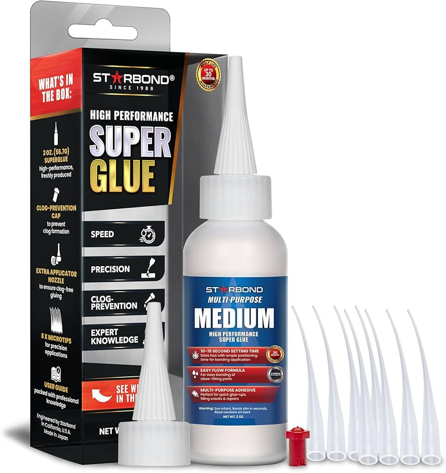 Starbond Medium Super Glue Pro Kit (2 oz) – Strong, Fast-Bonding CA Glue (Cyanoacrylate Adhesiv... | Amazon (US)