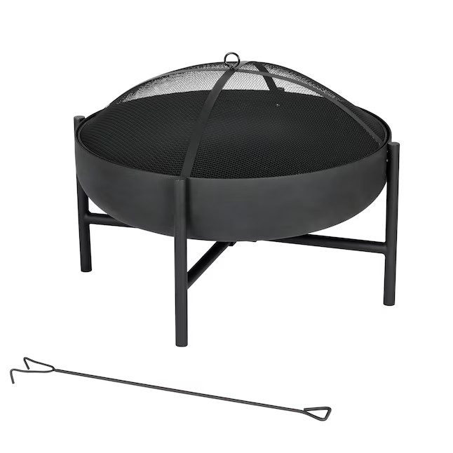 Origin 21 28-in W Black Steel Wood-Burning Fire Pit | Lowe's