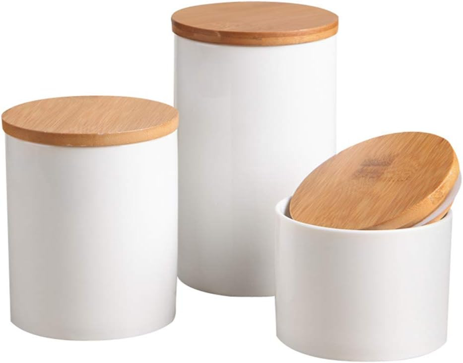 OnePine Set of 3 Food Storage Jar Ceramic Storage Containers with Airtight Seal Bamboo Lid Kitche... | Amazon (US)