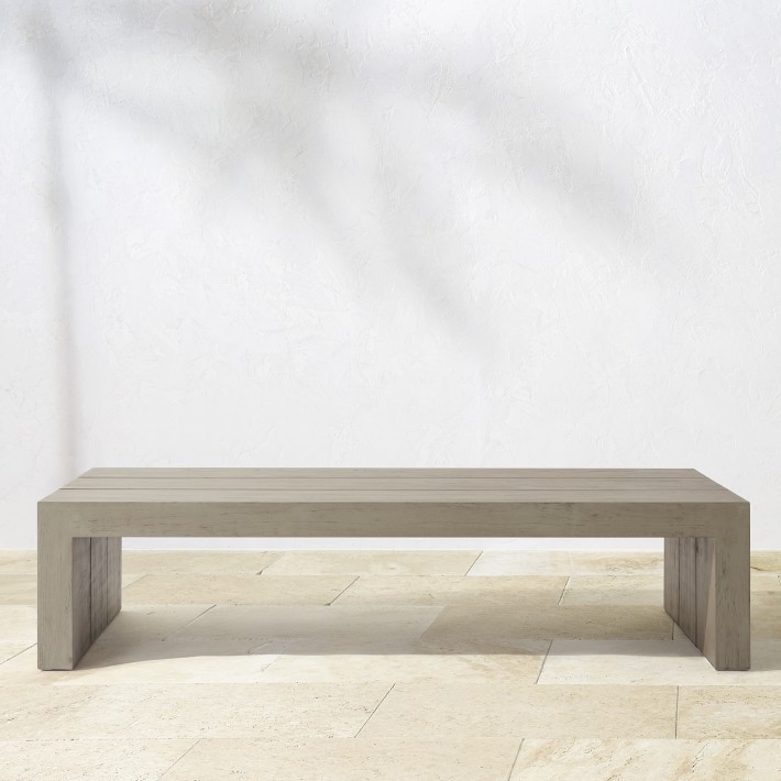 Larnaca Outdoor Grey Teak Rectangular Coffee Table | Williams-Sonoma