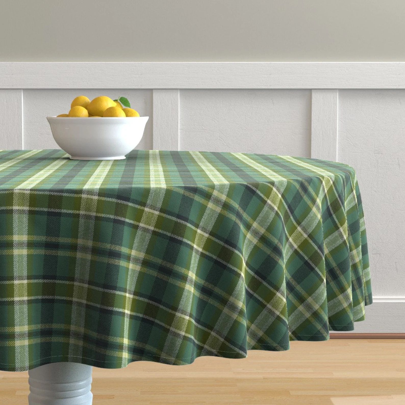 Tartan Round Tablecloth  Soothing Celtic Green Plaid by | Etsy | Etsy (US)