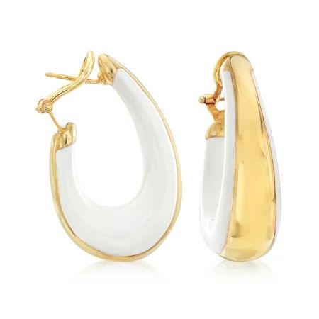 Ross-Simons Italian 18kt Gold Over Sterling and White Enamel Hoop Earrings | Walmart (US)
