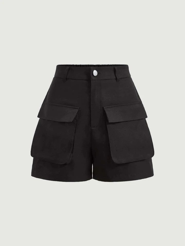 SHEIN EZwear Plus Flap Pocket Cargo Wide Leg Shorts | SHEIN