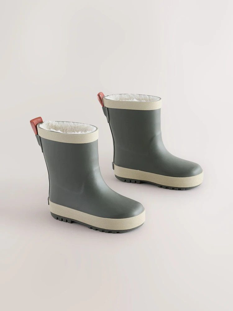 Green Khaki Warm Lined Rubber Wellies | Next US