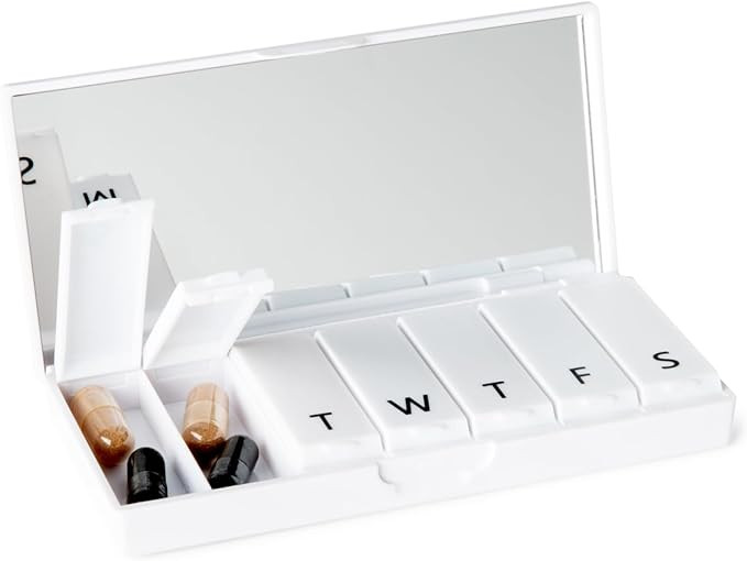 PORT X POLISH Designer Weekly Pill Box Organizer (Single 1X Daily, Crisp White) | Compact, Stylis... | Amazon (US)