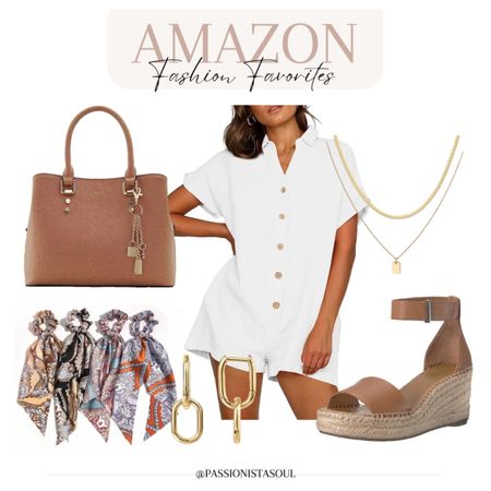 Amazon Fashion Favorites with white romper and tan wedges #summeroutfit #summeroutfitinspo #outfitinspo #europeanvacationoutfit 

#LTKshoecrush #LTKFind #LTKstyletip