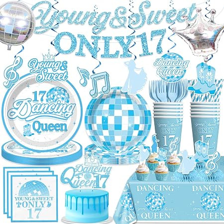 Xynic 182Pcs Dancing Queen Party Decorations 17, Dancing Queen Tableware Set with Plates and Napk... | Amazon (US)