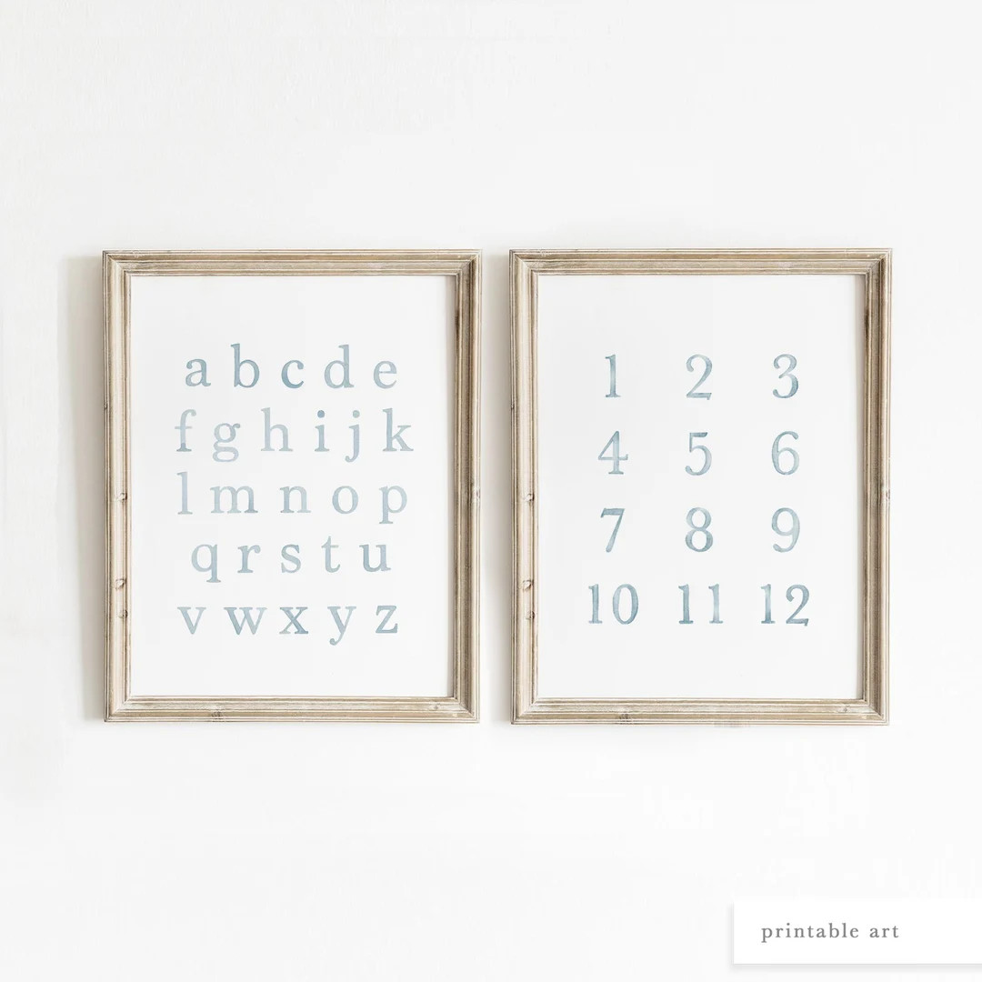 Blue Nursery Decor, PRINTABLE Wall Art, Nursery Wall Art, Blue Watercolor Art, Kids Educational D... | Etsy (US)