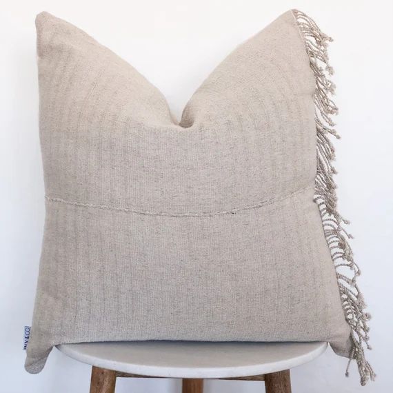 Natural Ivory Pillow Cover | 22 x 22 | 13 x 19 lumbar | Throw Pillow with fringe | Hmong Textile ... | Etsy (US)