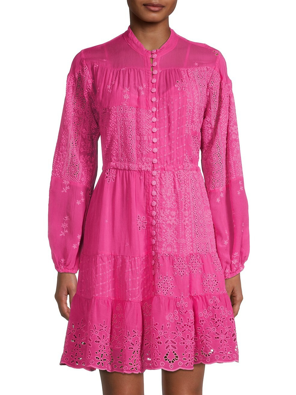 Lexan Embroidered Long-Sleeve Minidress | Saks Fifth Avenue