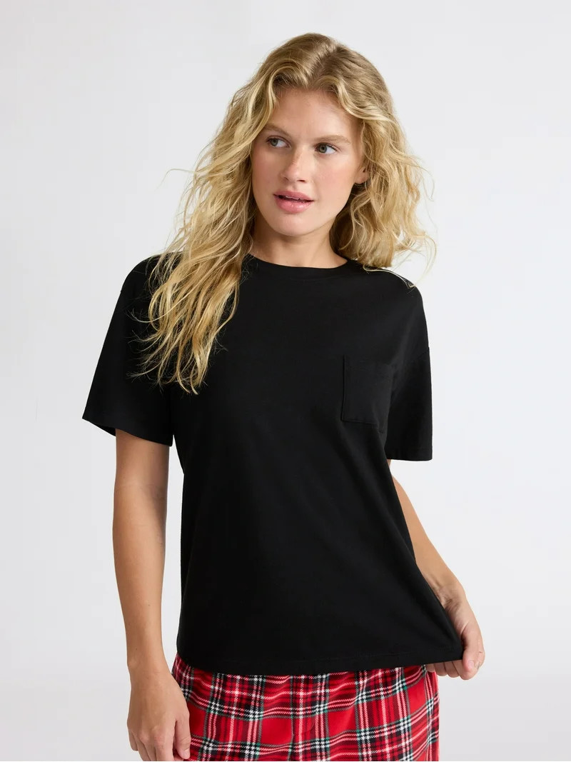 Joyspun Women's Sleep Tee with Short Sleeves, Sizes XS-3X | Walmart (US)