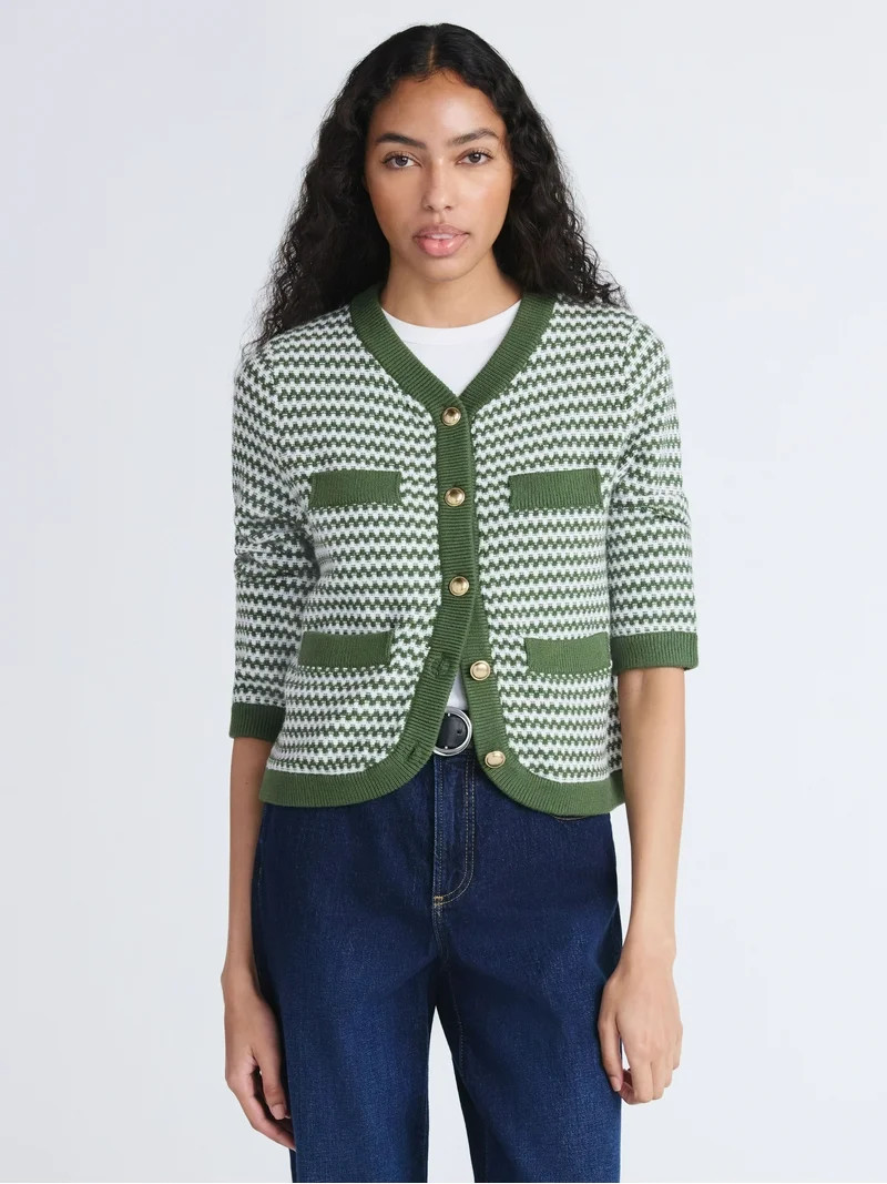 Free Assembly Women's and Women's Plus Textured Cardigan Sweater with Welt Pockets, Lightweight, ... | Walmart (US)