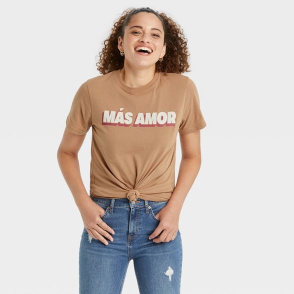 Latino Heritage Month Women's Mas Amor Short Sleeve T-Shirt - Light Brown | Target