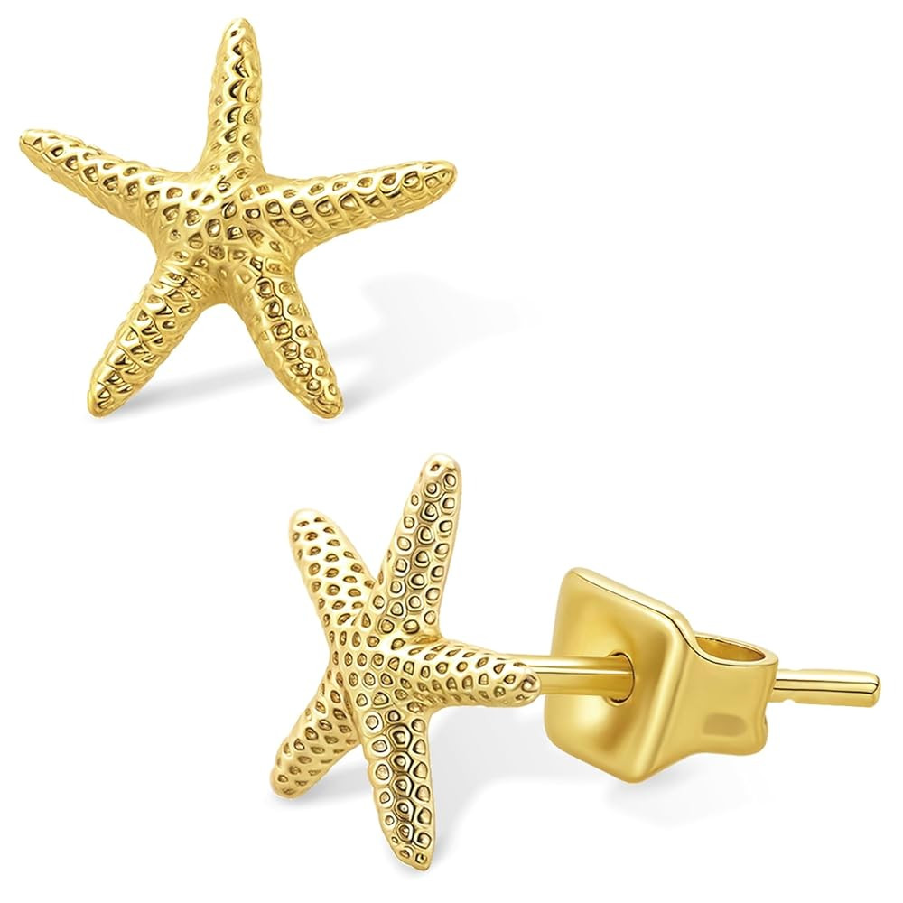 Small Gold Starfish Earrings for Women Tiny Stud Earrings Minimalist Ocean Beach Aesthetic Earrin... | Amazon (US)