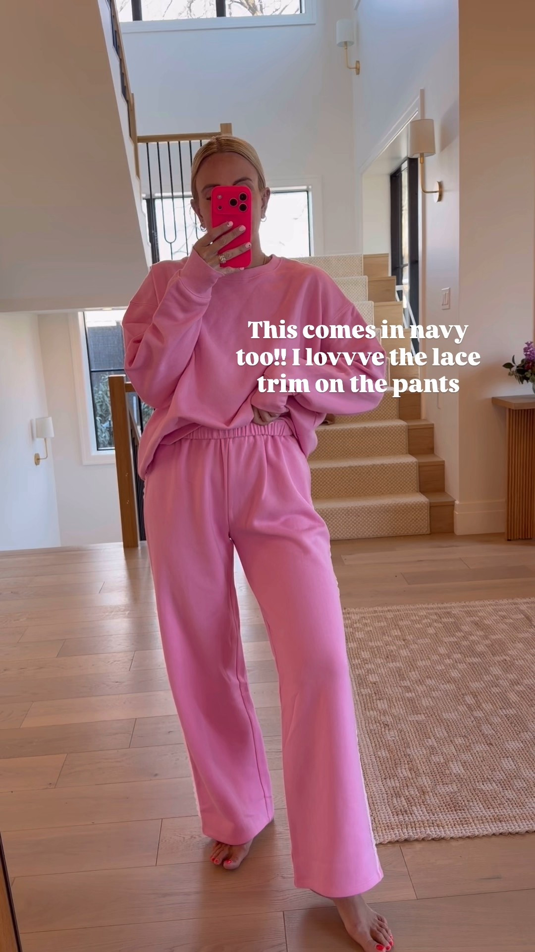 The lace trim on these pants is everything. I did a M in the pants and a large sweatshirt 