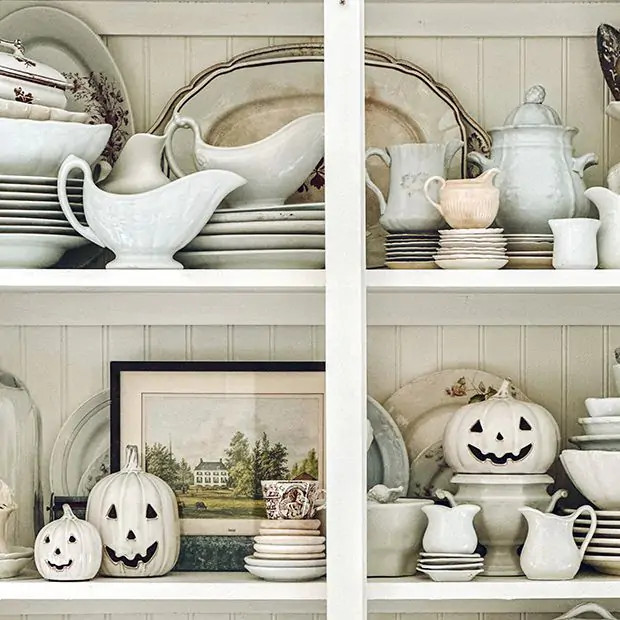 Glazed Ceramic Jack O Lantern Set of 3 | Antique Farm House