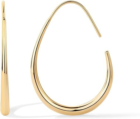 PAVOI 14K Gold Plated Teardrop Hoop Earrings for Women, Statement Earrings | Amazon (US)
