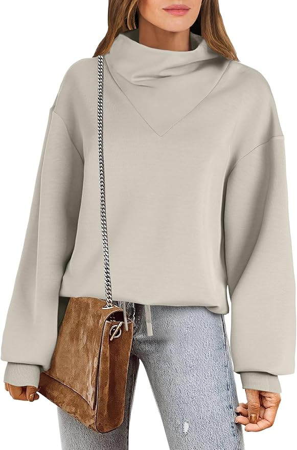 ANRABESS Women's Cowl Neck Oversized Sweatshirts Hoodies 2024 Fall Trendy Pullover Preppy Clothes... | Amazon (US)