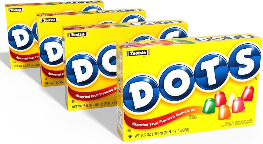 DOTS Assorted Fruit Flavored Gumdrops Candy, 6.5oz Theater Box, 4-Pack | Amazon (US)