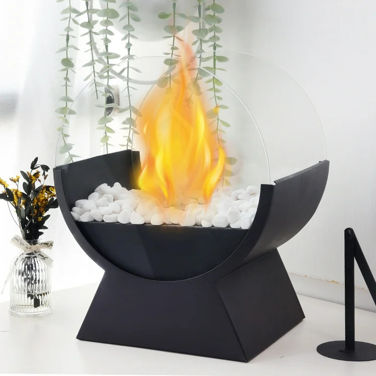 JHY DESIGN 11" Large Metal Tabletop Fire Pits Portable Bio Ethanol Ventless Fireplace for Indoor ... | Walmart (US)