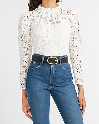 Lace Puff Sleeve Top | Express