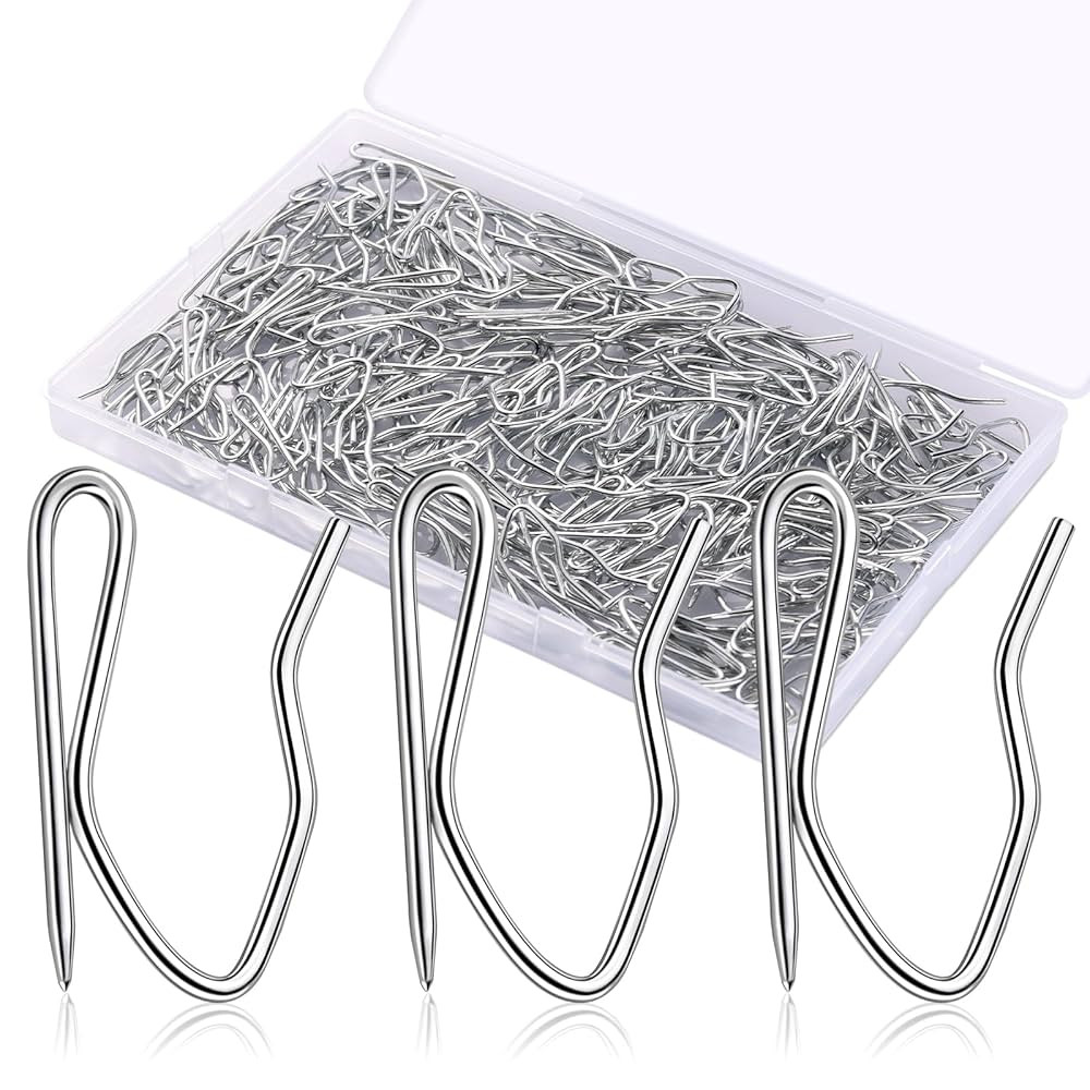 Metal Curtain Hooks, 200pcs Drapery Pins Stainless Steel Pin-on Hooks for Window Shower Door Curt... | Amazon (US)