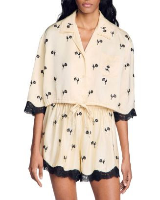 Cropped Floral Embroidered Shirt | Bloomingdale's (US)
