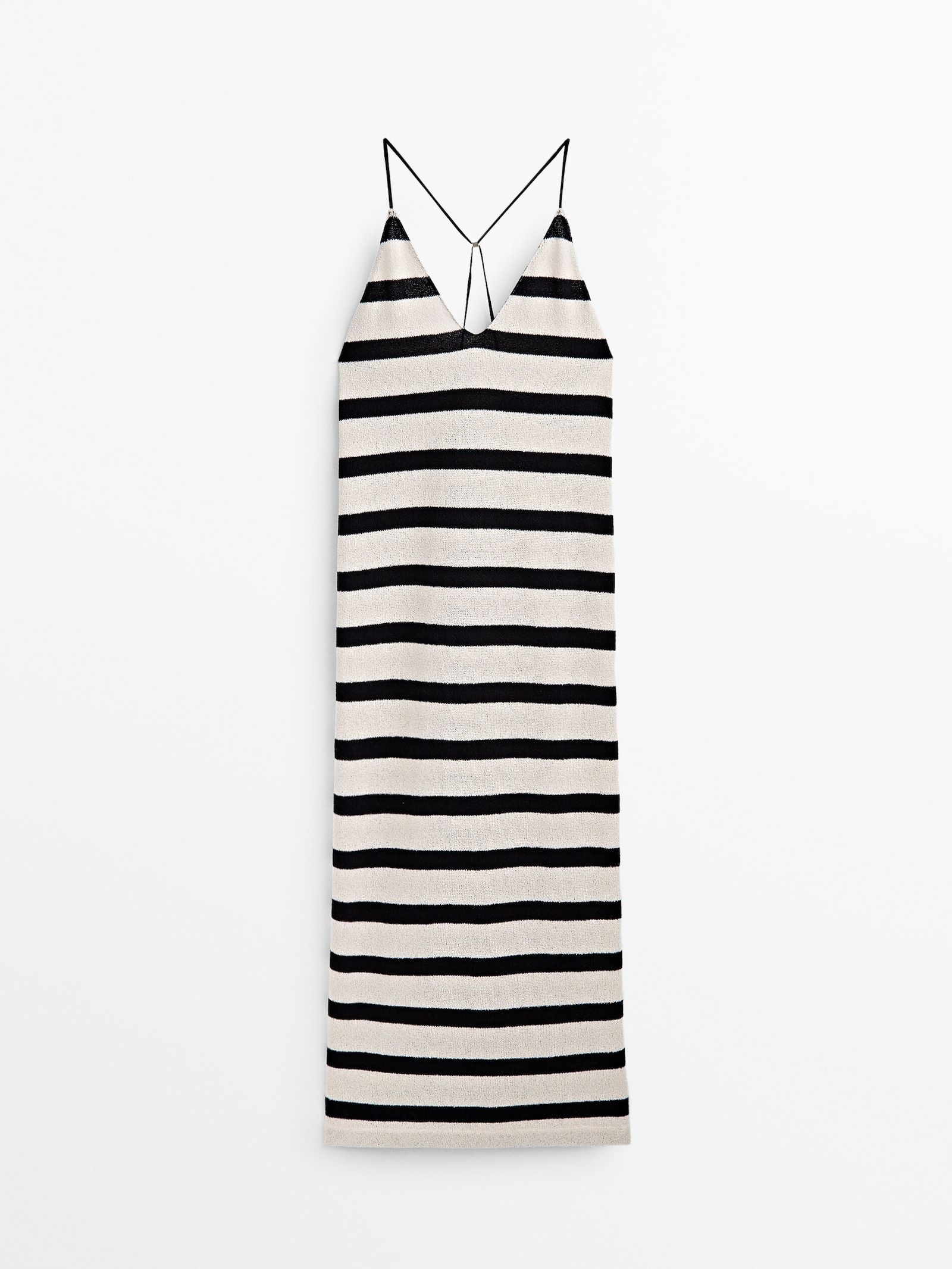 Striped strappy cotton blend dress | Massimo Dutti (US)