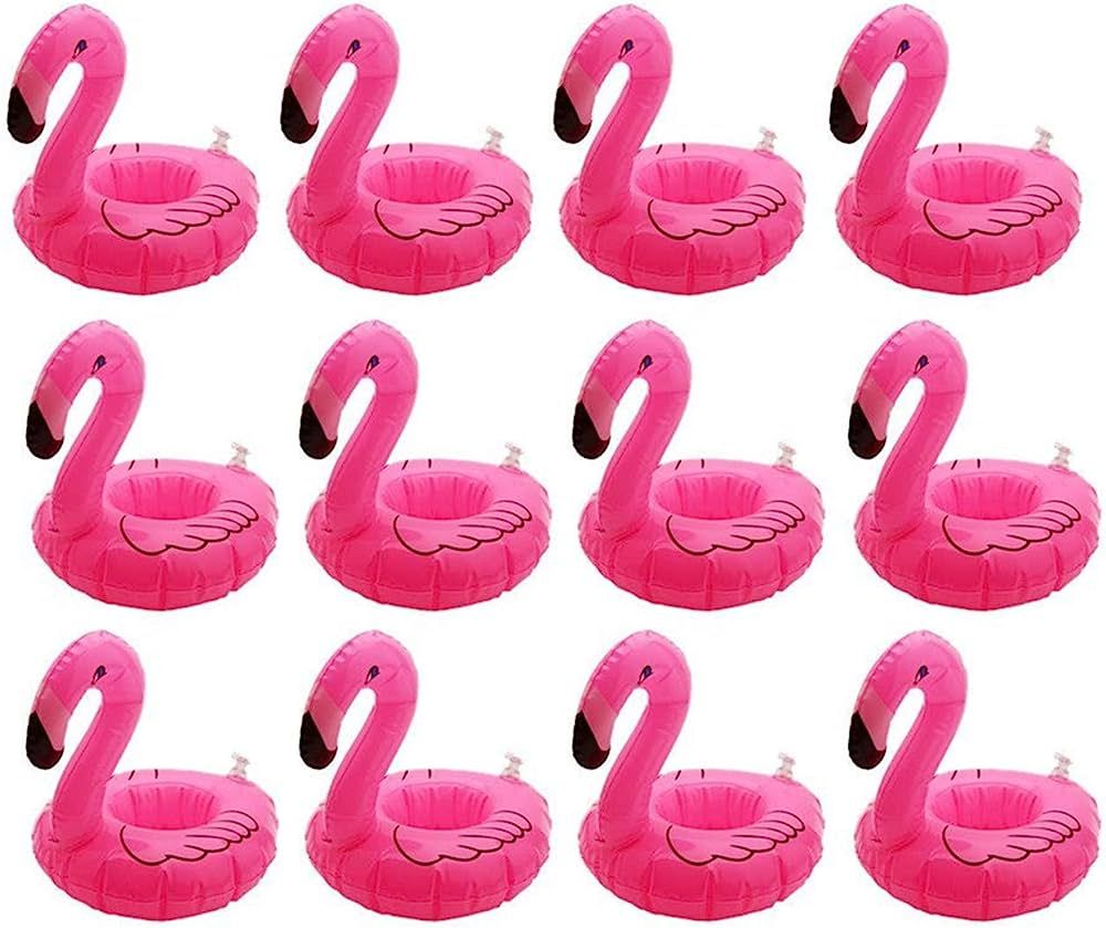 Inflatable Floating Flamingo Drink Holder 12 Pack Swimming Pool Float Coasters Coke Cup Holder fo... | Amazon (US)