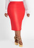 Faux Stretch Leather Midi Skirt | Ashley Stewart