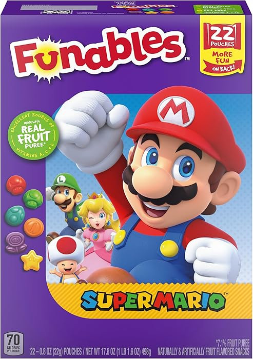 Funables Fruity Snacks, Super Mario, Assorted Fruit, Flavored Snacks, 0.8oz 22 Count | Amazon (US)