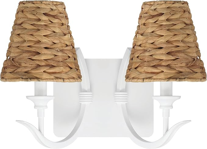 Craftmade Kokomo 2 Light Matte White Finish Wall Sconce with Natural Sea Grass Shades | Amazon (US)