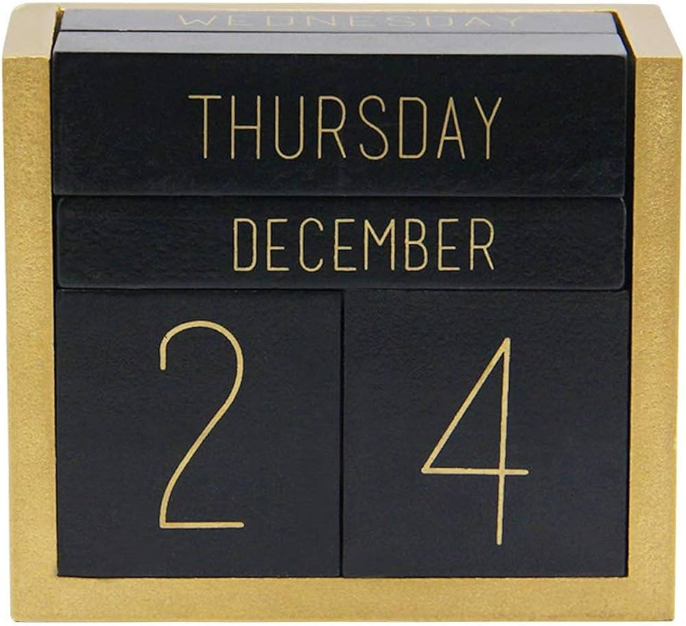 Juegoal Wooden Perpetual Calendar, Wooden Block Daily Calendar Office Desk Accessories (Black) | Amazon (US)