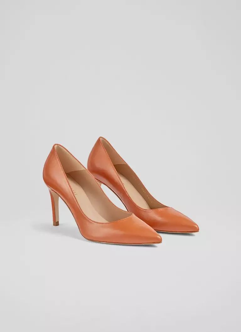 Floret Orange Leather Pointed Toe Courts | L.K. Bennett (UK)