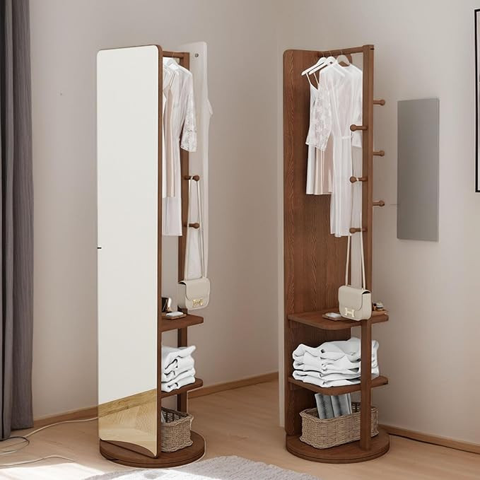 Clothes Rack with Full-length Mirror, Swivel Full Length Mirror & Rotating Mirror with Storage, F... | Amazon (US)