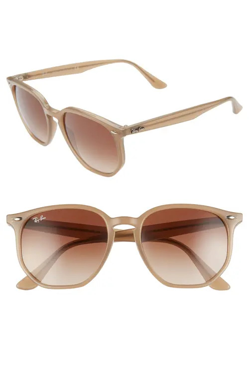 Ray-Ban 54mm Gradient Round Sunglasses in Opal Beige/Brown Gradient at Nordstrom | Nordstrom