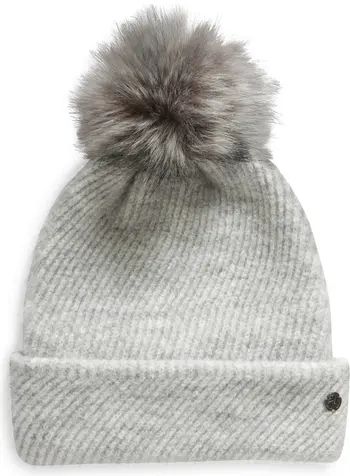 Cozy Heather Beanie with Faux Fur Pompom | Nordstrom