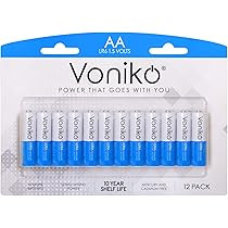 VONIKO - Premium Grade AA Batteries (12 Pack)-Alkaline Double A Battery - Ultra Long-Lasting, Leakpr | Amazon (US)