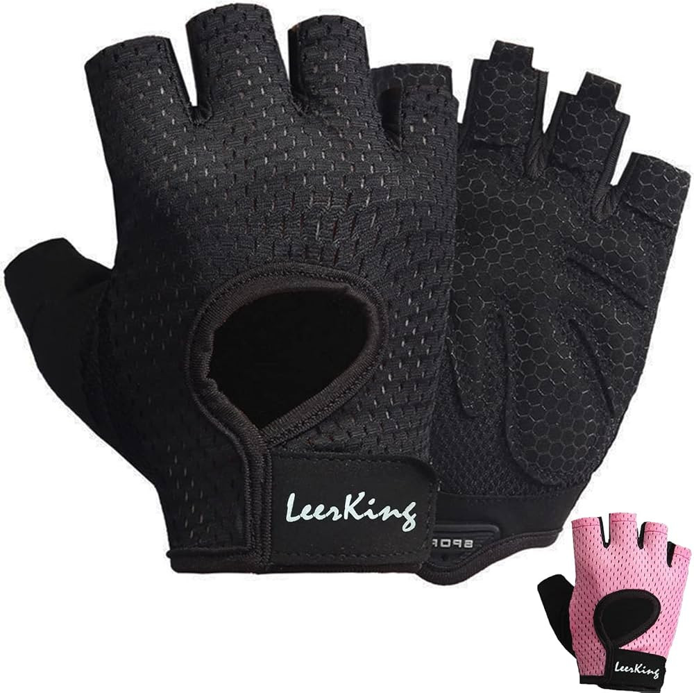 LeerKing Workout Gloves for Men Women Exercise Weight Lift Gloves Fingerless Breathable Non-Slip ... | Amazon (US)