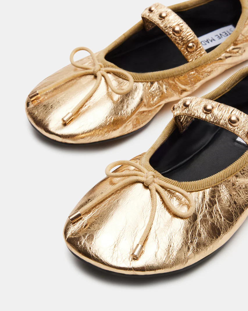 ARABELLA Gold Leather Ballet Flat | Women's Flats | Steve Madden (US)