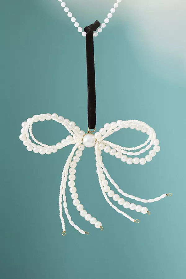 Pearled Bow Ornament | Anthropologie (US)