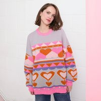 Poppy Heart Intarsia Oversized Jumper Blue | Debenhams UK