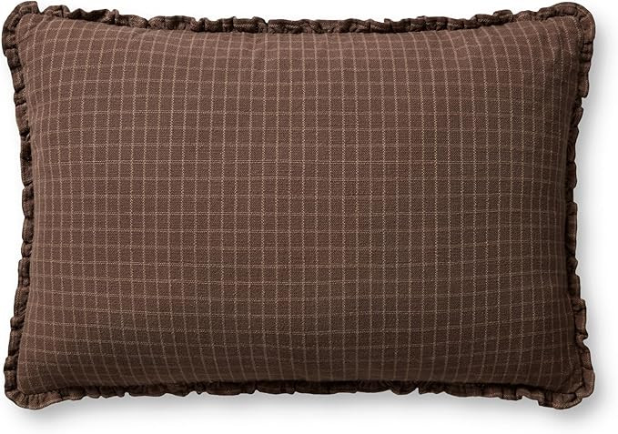 Loloi Dinah Pillow, 16'' x 26'' Cover w/Down, Chocolate/Latte | Amazon (US)