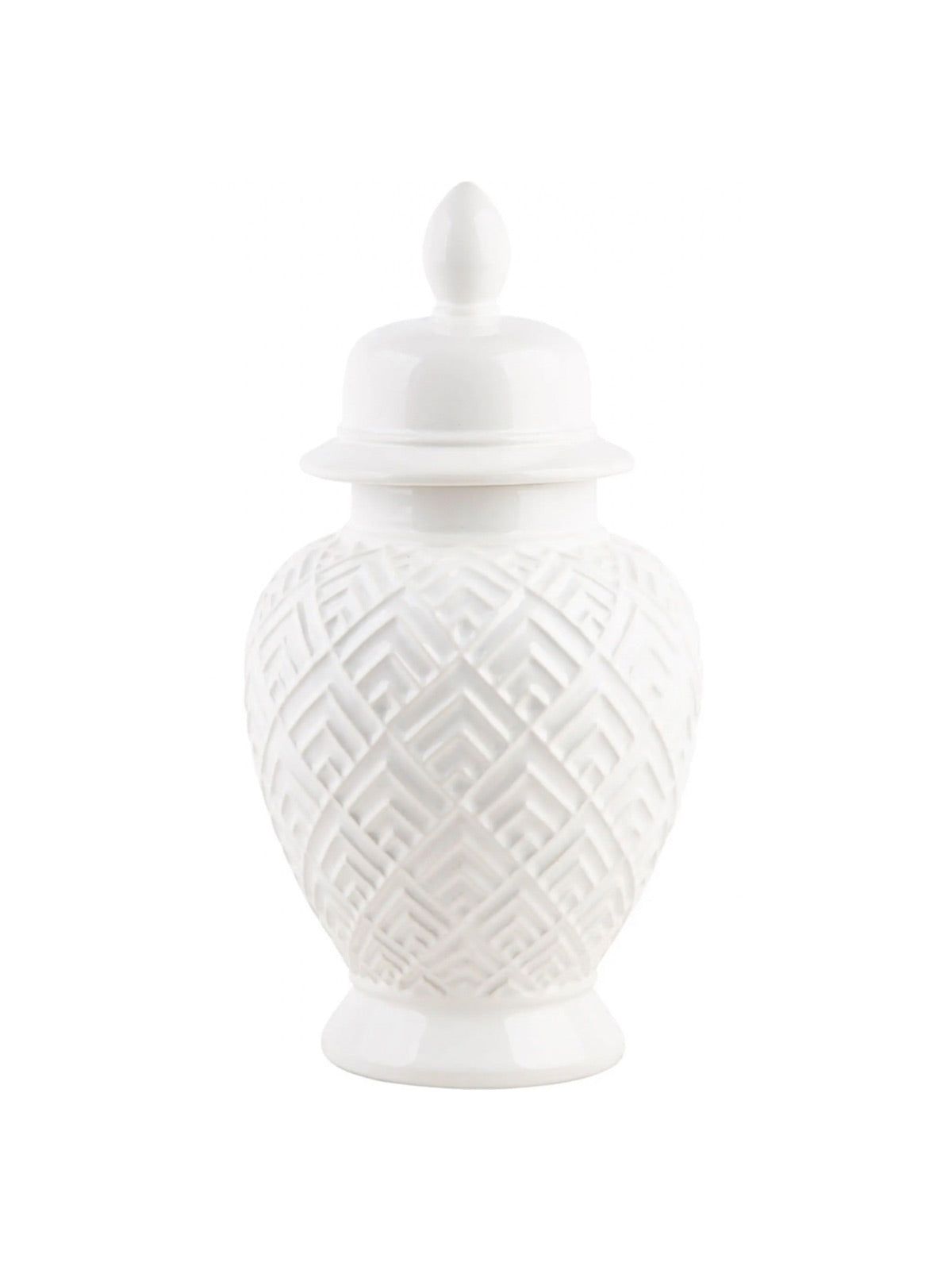 White Geometric Ginger Jar with Diamond Patterns - 12.5in | Walmart (US)
