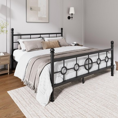 King Bed Frame with Vintage Circular Headboard and Footboard, Metal Platform Bed Frame, No Box Spring Needed, Noise-Free Design, Easy Assembly | Target