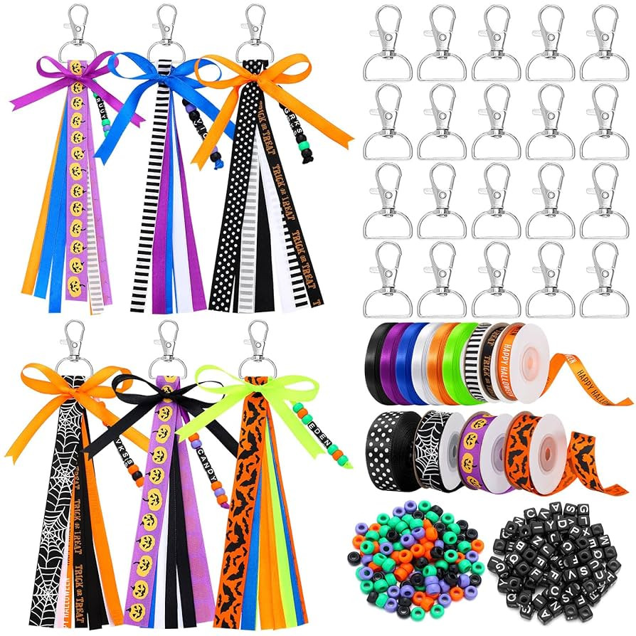 Zeyune 233 Pcs Halloween Keychain Making Kit Bead Keychain Making Crafts Adjustable Letter Pumpki... | Amazon (US)