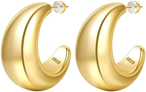 PABBEU WaterDrop Earring Dupes - Chunky Gold Hoop Earrings, Lightweight 14k Hypoallergenic Thick ... | Amazon (US)