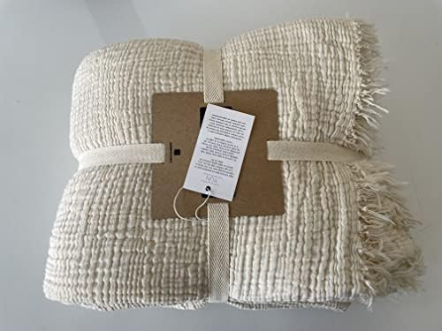 100% Cotton Muslin Throw Blanket, 4 Layers Bedspread, Soft Turkish Cotton Muslin Bed Cover, Reversib | Amazon (US)