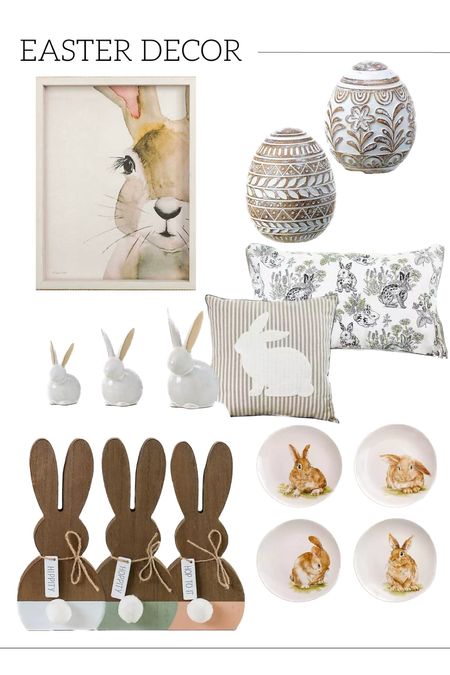 Easter decor for the home! Bunny and rabbit accessories and accents framed picture wooden eggs throw pillows plates ceramic bunnies wood color block bunnies kirklands finds spring home decor kitchen living room kids room playroom 

#LTKhome #LTKunder50 #LTKFind