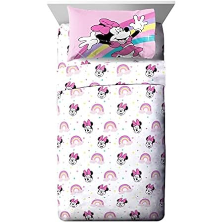 Jay Franco Disney Minnie Mouse Rainbow Stripe Full Size Sheet Set - 4 Piece Set Super Soft and Cozy  | Amazon (US)